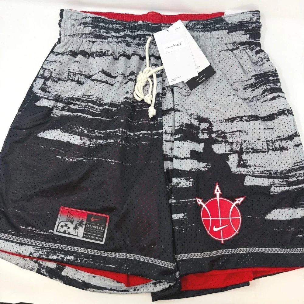 Nike Mens Size Large Basketball Reversible Shorts Black Red White DV9607-010 NEW